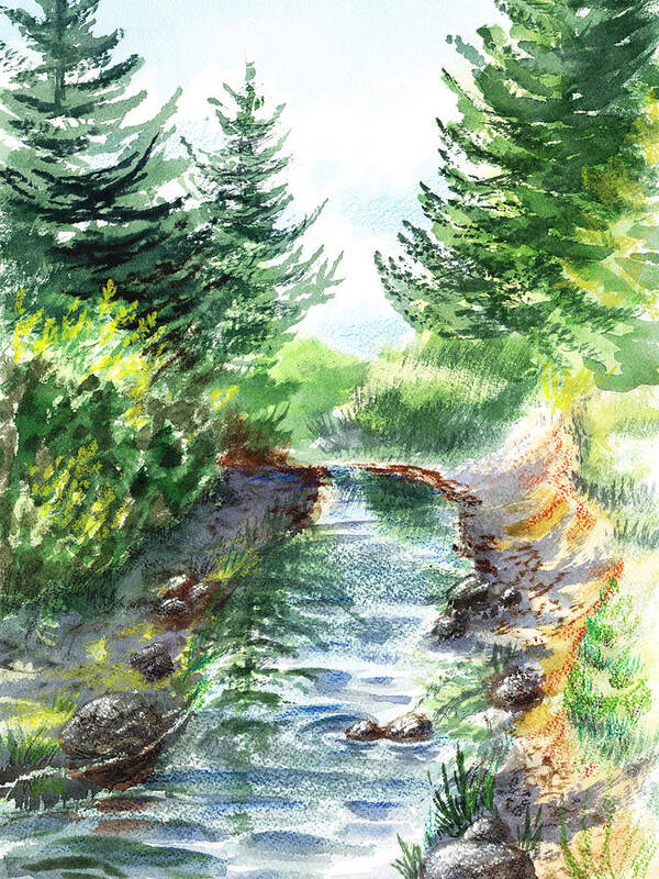 Forest Creek Poster featuring the painting Forest Creek by Irina Sztukowski