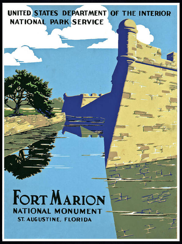 Fort Marion Poster featuring the painting Fort Marion, St. Augustine, Florida, National monument by Long Shot