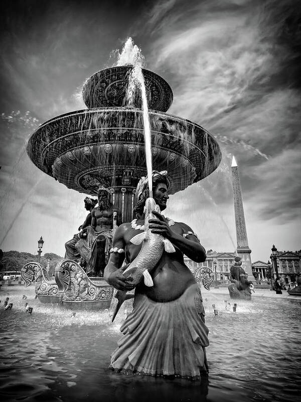 Paris Poster featuring the photograph Fountain on Place de la concorde - Paris by Barry O Carroll