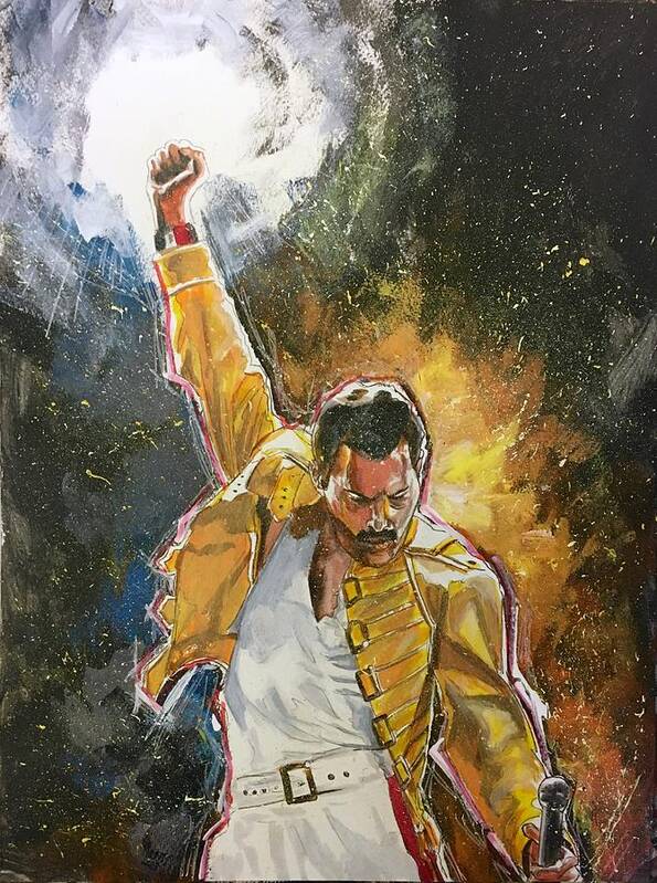 Freddie Mercury Poster featuring the painting Freddie by Joel Tesch