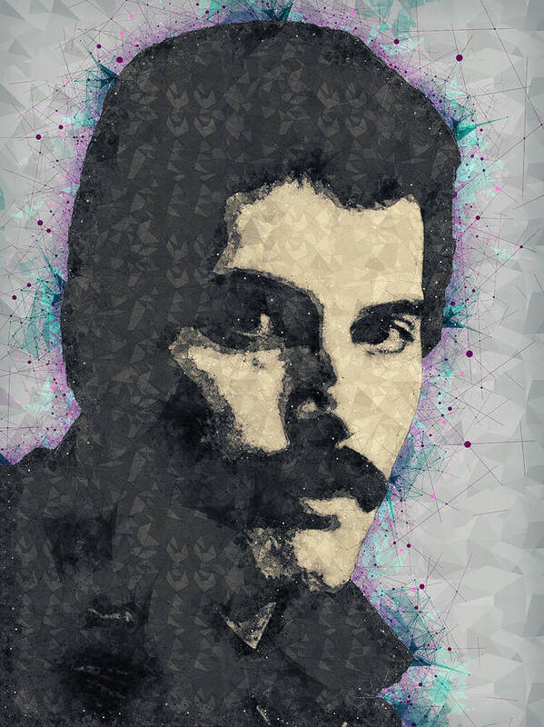 Freddie Mercury Poster featuring the mixed media Freddie Mercury Illustration by Studio Grafiikka
