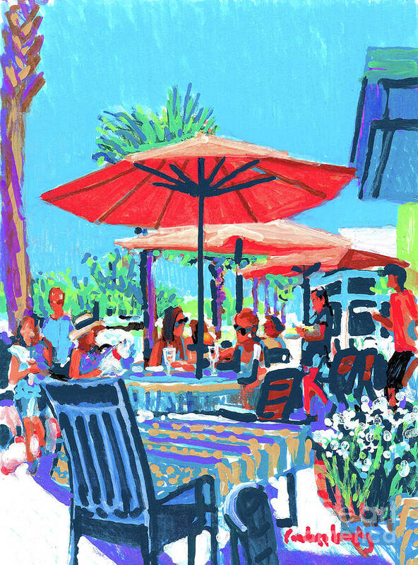 French Bakery Poster featuring the painting French Bakery Umbrella Dining by Candace Lovely
