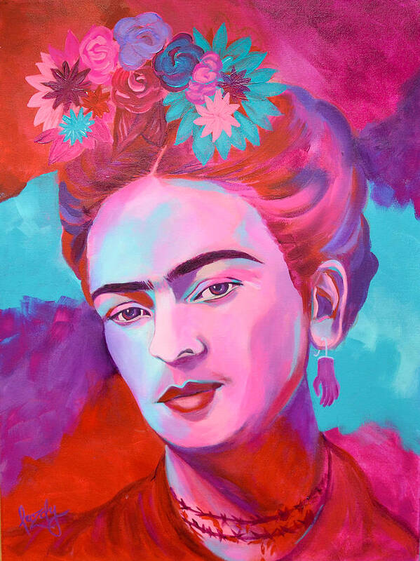 Frida Kahlo Poster featuring the painting Frida Kahlo by Luzdy Rivera