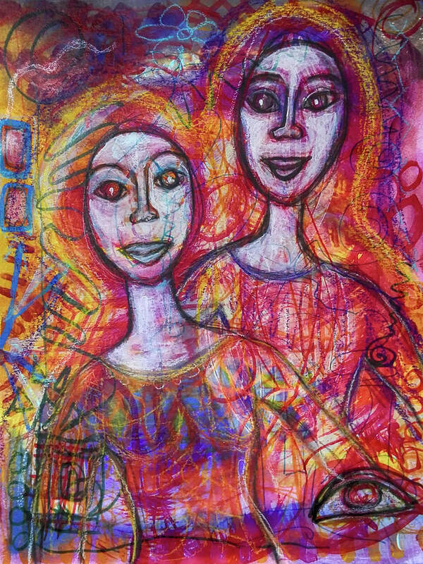 Friends Poster featuring the mixed media Friends by Mimulux Patricia No