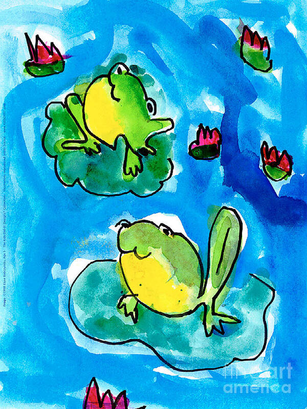 Frog Poster featuring the painting Frogs by Elyse Bobczynski Age Five