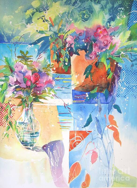 Abstract Paintings Poster featuring the painting Garden Pool by John Nussbaum