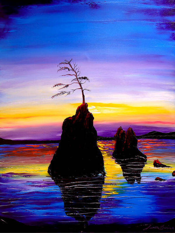  Poster featuring the painting Garibaldi Beach At Sunset #6 by James Dunbar