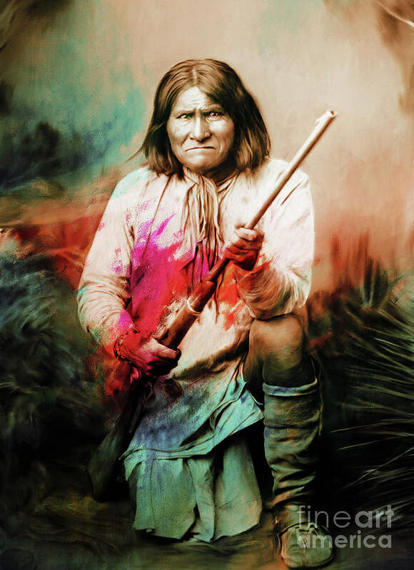 Native American Poster featuring the painting Geronimo by Gull G