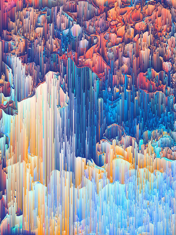Pixel Art Poster featuring the digital art Glitches in the Clouds by Jennifer Walsh