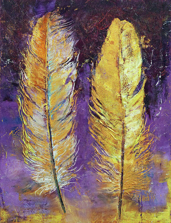 Abstract Poster featuring the painting Gold Feathers by Michael Creese