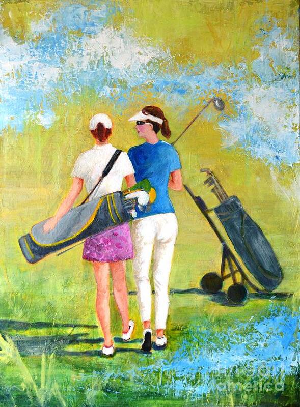 Golf Poster featuring the painting Golf buddies #1 by Betty M M Wong