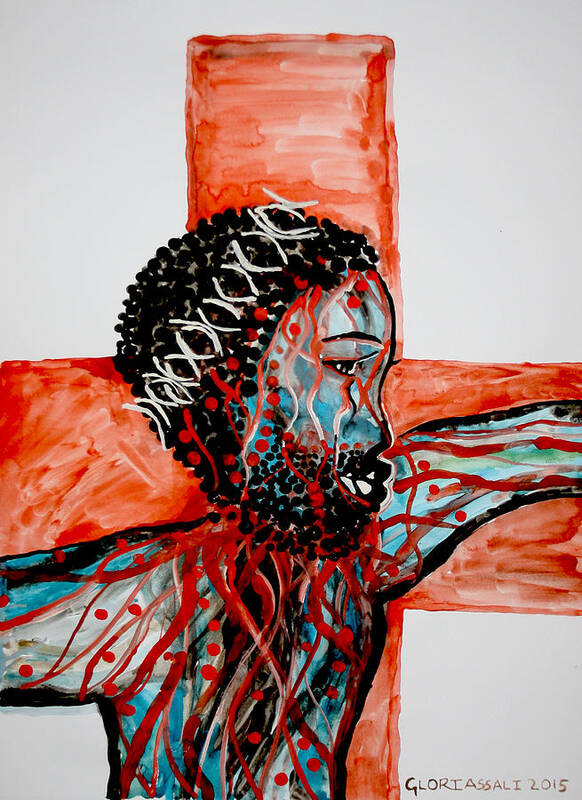 Jesus Poster featuring the painting Good Friday by Gloria Ssali