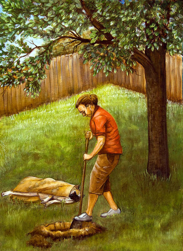 Dogs Poster featuring the painting Goodbye to a Friend by Dorothy Riley