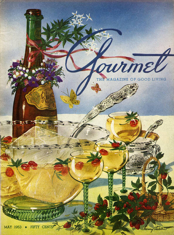 Illustration Poster featuring the photograph Gourmet Cover Featuring A Bowl And Glasses by Henry Stahlhut