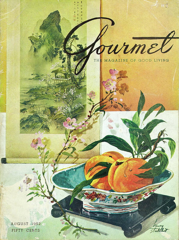 Food Poster featuring the photograph Gourmet Cover Featuring A Bowl Of Peaches by Henry Stahlhut