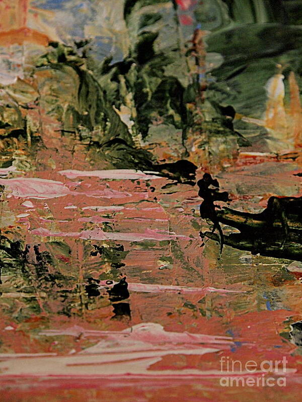 Abstract Green And Pink Painting In Acrylic Poster featuring the painting Green and Pink Abstract by Nancy Kane Chapman