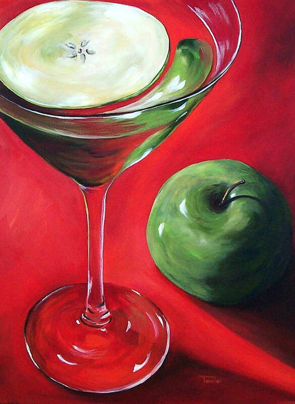 Martini Poster featuring the painting Green Apple Martini by Torrie Smiley