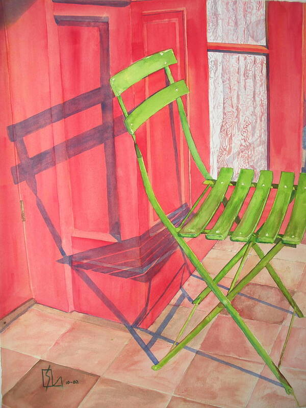 Green Chair Poster featuring the painting Green Chair by Lee Stockwell
