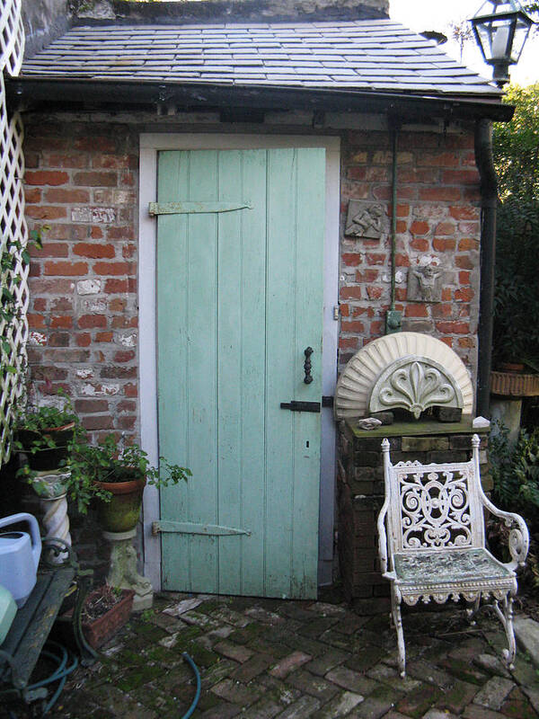 Courtyard Poster featuring the photograph Green Door 27 by Tom Hefko