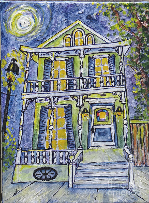 Structure Poster featuring the painting Green Garden District Home by Catherine Wilson
