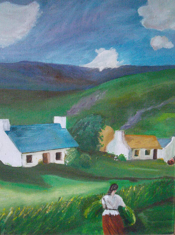 Cottages Poster featuring the painting Emerald Green Lea by Susan Esbensen