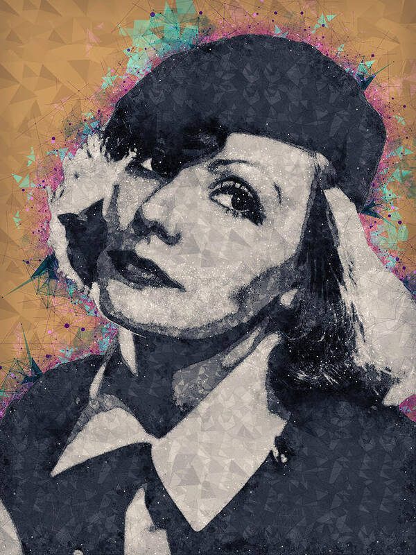 Greta Garbo Poster featuring the mixed media Greta Garbo Illustration by Studio Grafiikka