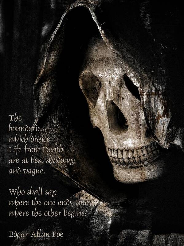Grim Reaper Poster featuring the digital art Grim Reaper and Edgar Allan Poe by Melissa Bittinger