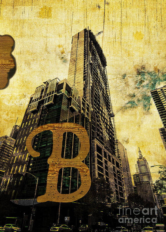 Central Poster featuring the photograph Grungy Melbourne Australia Alphabet Series Letter B Central Busi by Beverly Claire Kaiya