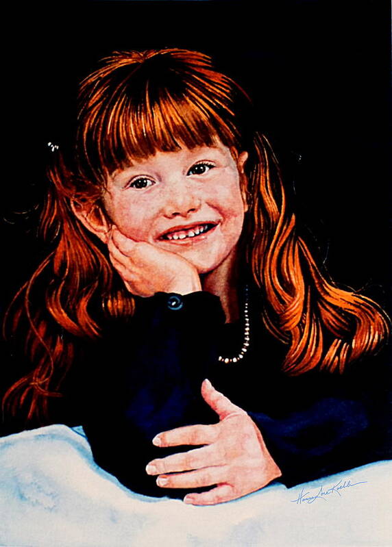 Hand-painted Portrait Poster featuring the painting Haley by Hanne Lore Koehler