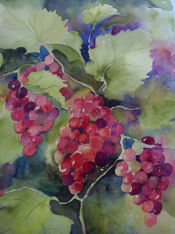 Grapes Poster featuring the painting Hanging Around by Sandra Strohschein