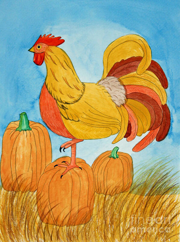 Harvest Poster featuring the painting Harvest Rooster by Norma Appleton
