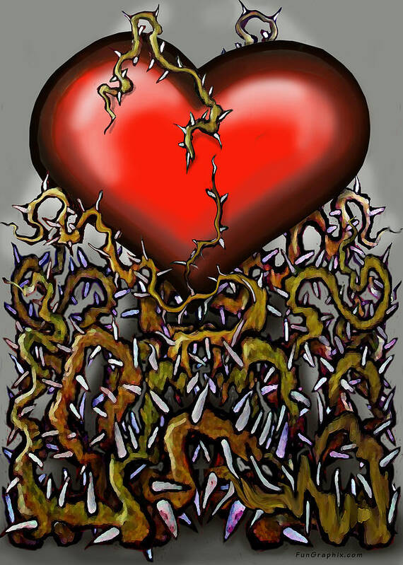 Heart Poster featuring the painting Heart n Thorns by Kevin Middleton