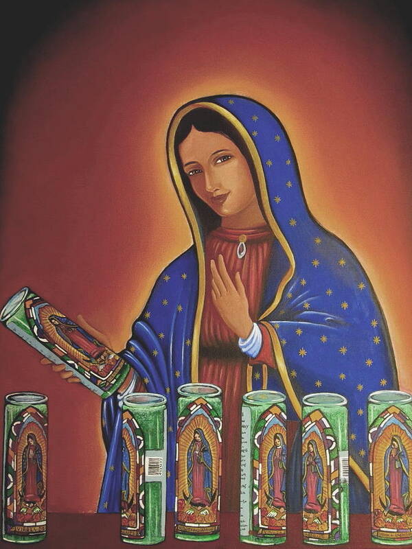 Virgin Of Guadalupe Poster featuring the painting Her Candles by James RODERICK