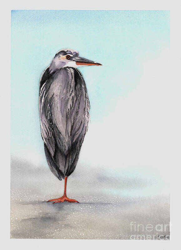 Heron Poster featuring the painting Heron by Hilda Wagner
