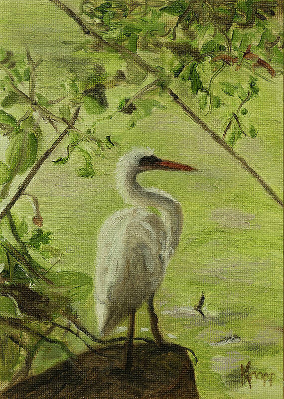 Heron Poster featuring the painting Heron by Kathy Knopp