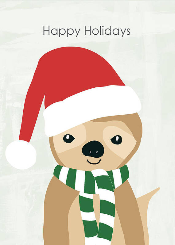 Sloth Poster featuring the digital art Holiday Sloth- Design by Linda Woods by Linda Woods