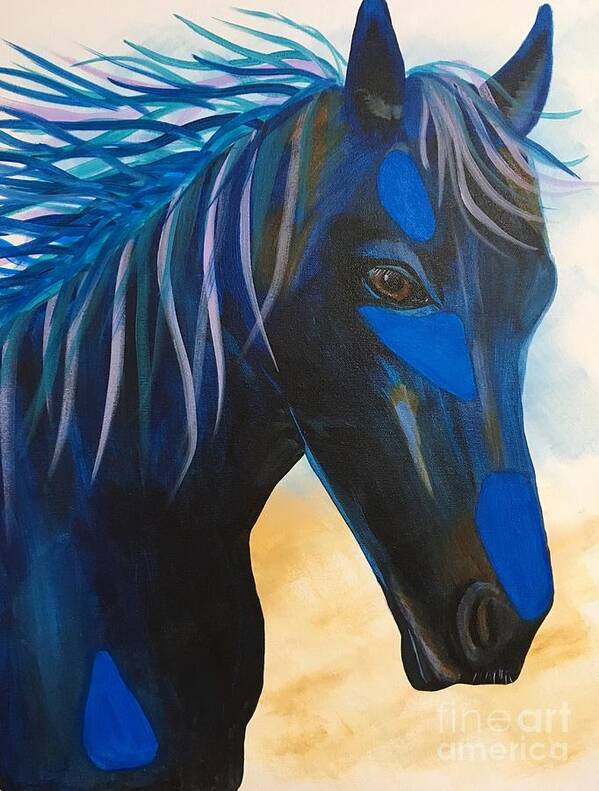 Horse Poster featuring the painting Horse Blue Boy by Monika Shepherdson