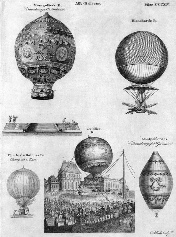 1783 Poster featuring the photograph Hot-air Balloons, 1783-84 by Granger