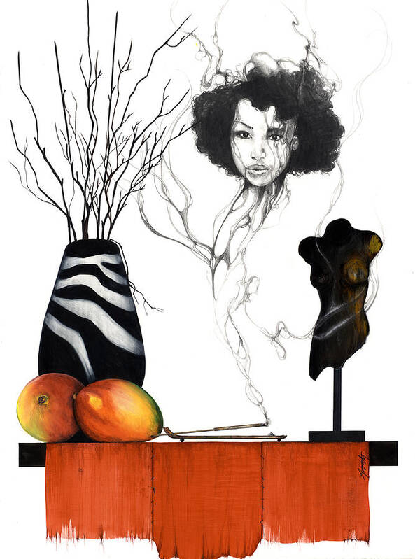Mango Poster featuring the mixed media Hot Like Fire III by Anthony Burks Sr