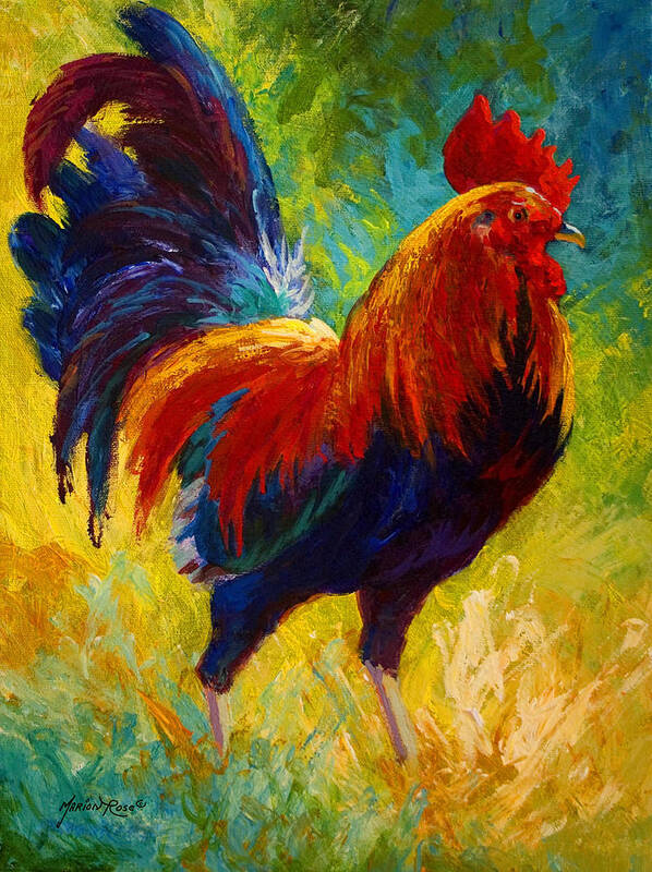 Rooster Poster featuring the painting Hot Shot - Rooster by Marion Rose