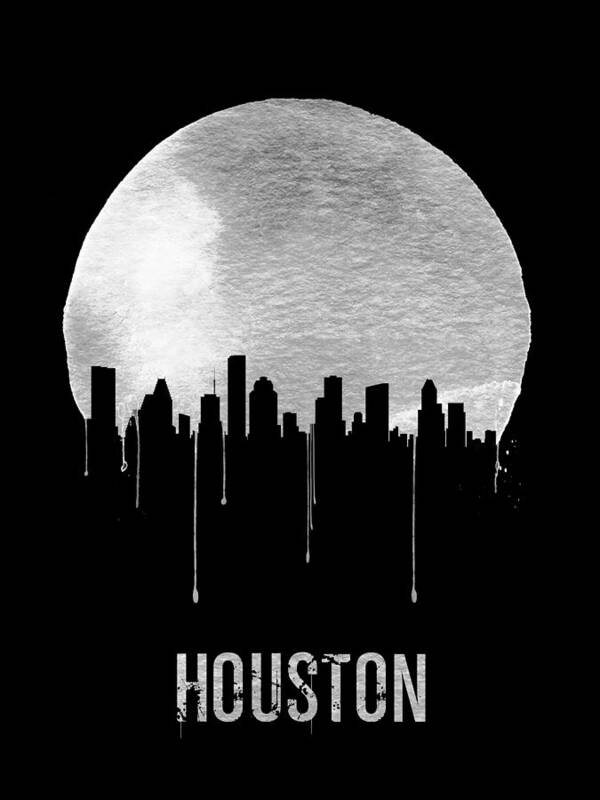Houston Poster featuring the painting Houston Skyline Black by Naxart Studio