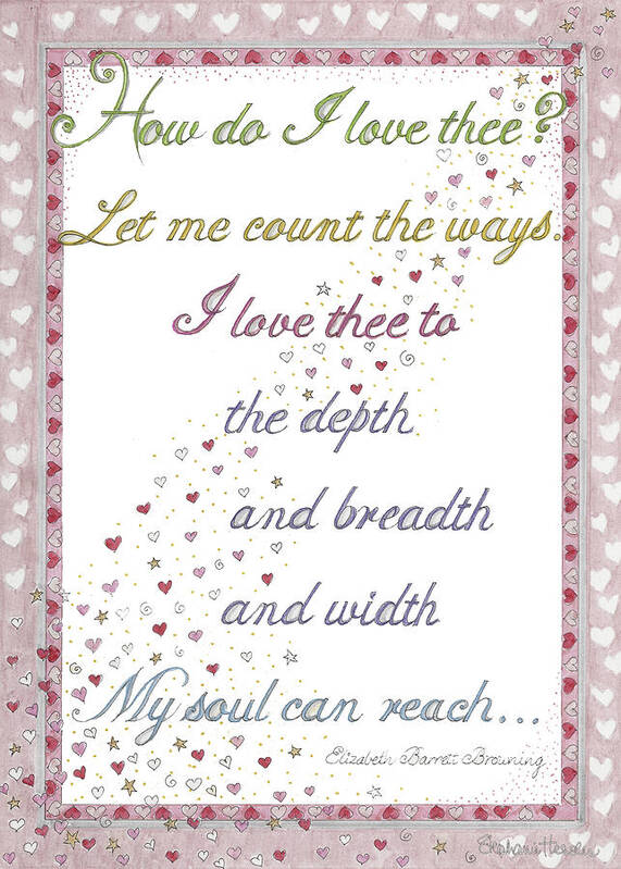 Love Thee Poster featuring the mixed media How Do I Love Thee? by Stephanie Hessler