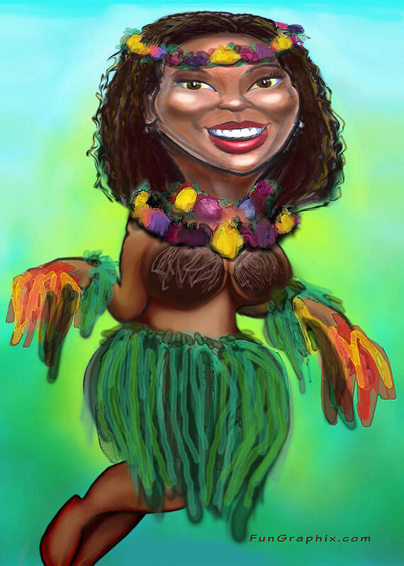 Luau Poster featuring the digital art Hula Dancer by Kevin Middleton