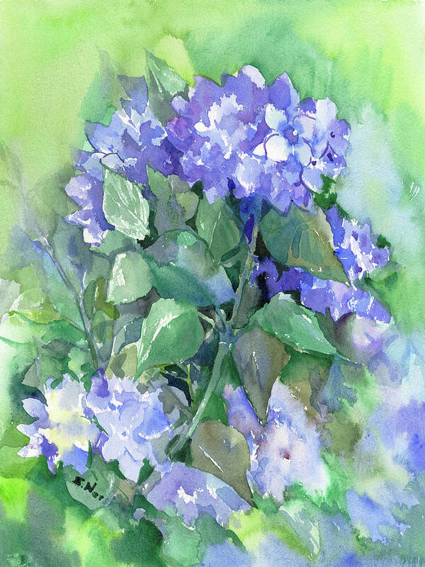 Hydrangea Poster featuring the painting Hydrangea by Suren Nersisyan