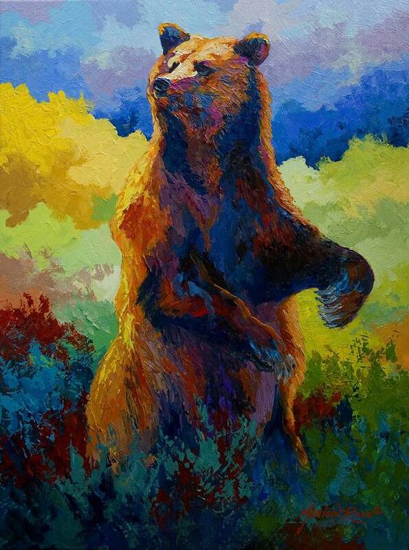 Bear Poster featuring the painting I Spy - Grizzly Bear by Marion Rose