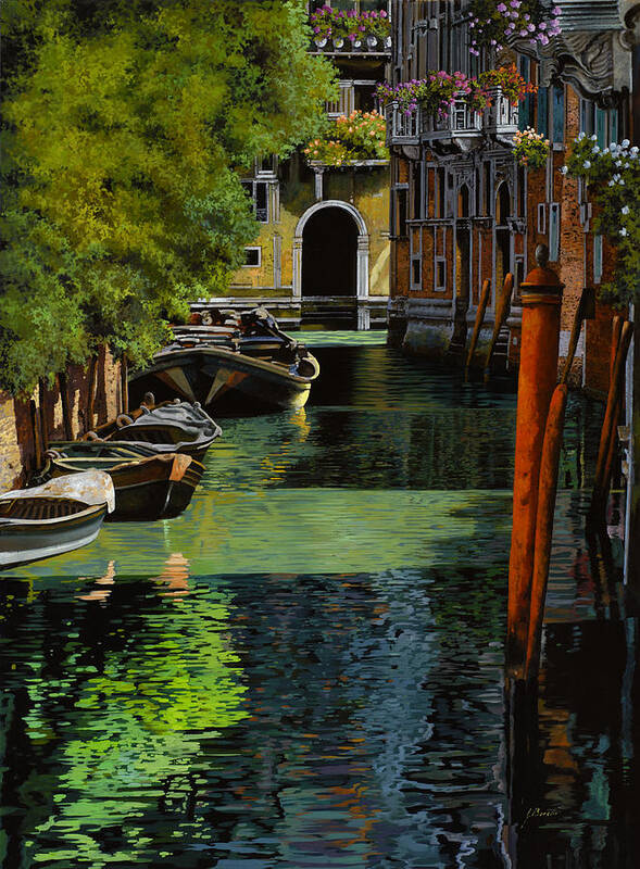Venice Poster featuring the painting il palo rosso a Venezia by Guido Borelli