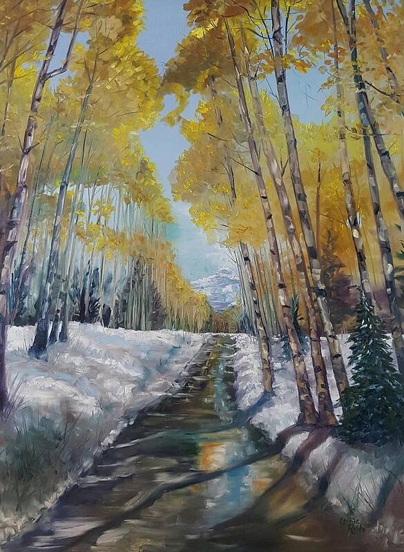 Aspens Poster featuring the painting In the Shadow of the Aspen by Connie Rish