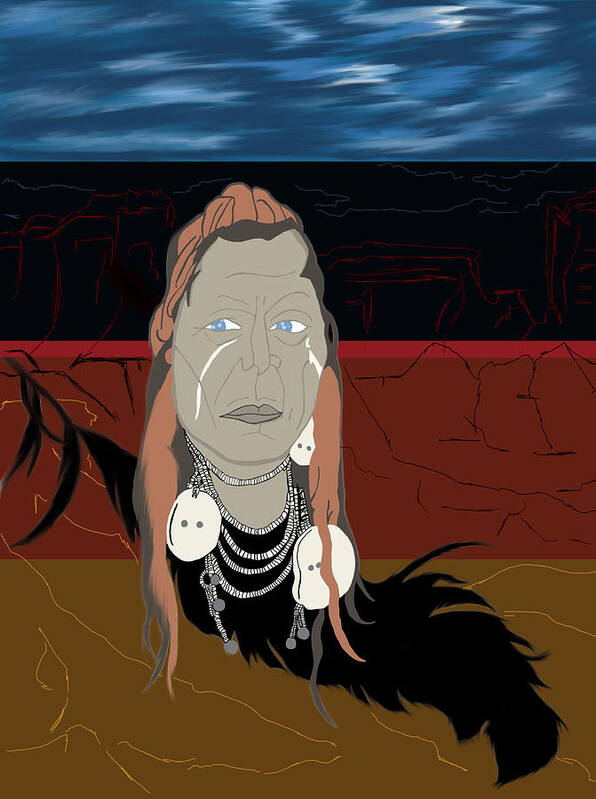Indian Poster featuring the digital art Indian Chief by Bless Misra