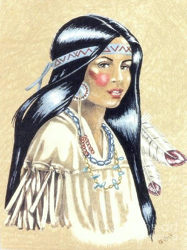 American Indians Poster featuring the painting Indian Girl by George I Perez