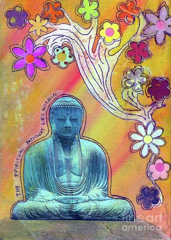 Budda Poster featuring the mixed media Inner Bliss by Desiree Paquette